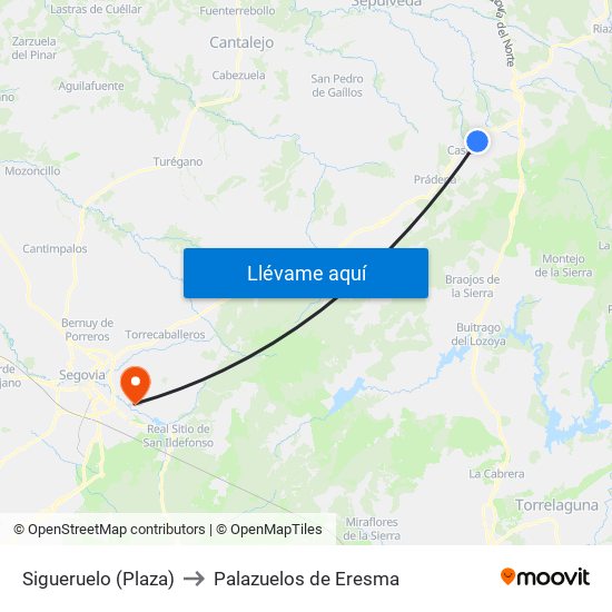 Sigueruelo (Plaza) to Palazuelos de Eresma map