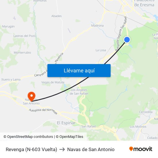 Revenga (N-603 Vuelta) to Navas de San Antonio map