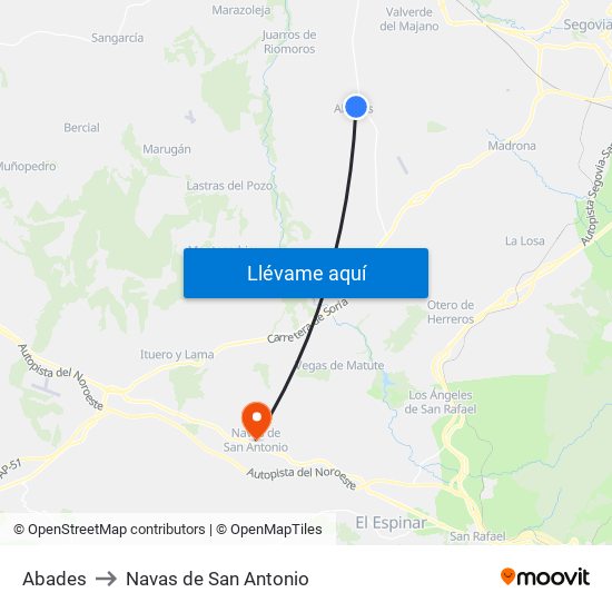 Abades to Navas de San Antonio map