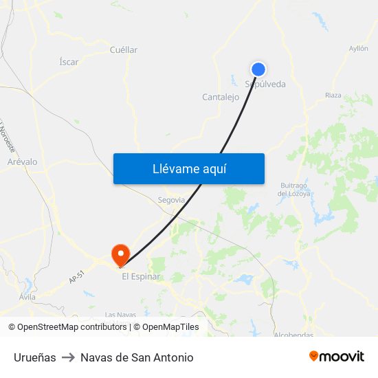 Urueñas to Navas de San Antonio map