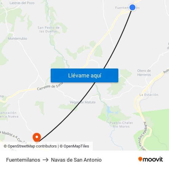 Fuentemilanos to Navas de San Antonio map