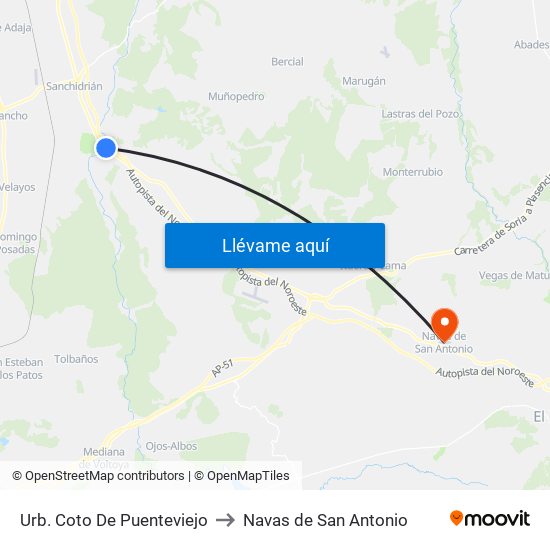 Urb. Coto De Puenteviejo to Navas de San Antonio map