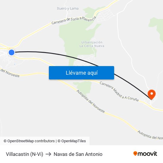 Villacastín (N-Vi) to Navas de San Antonio map