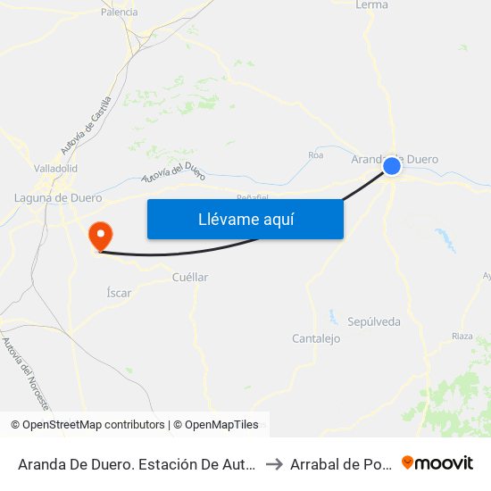 Aranda De Duero. Estación De Autobuses. to Arrabal de Portillo map