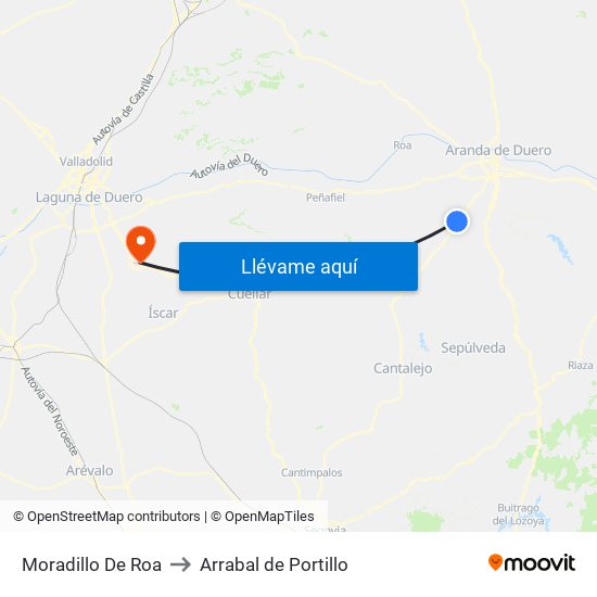 Moradillo De Roa to Arrabal de Portillo map