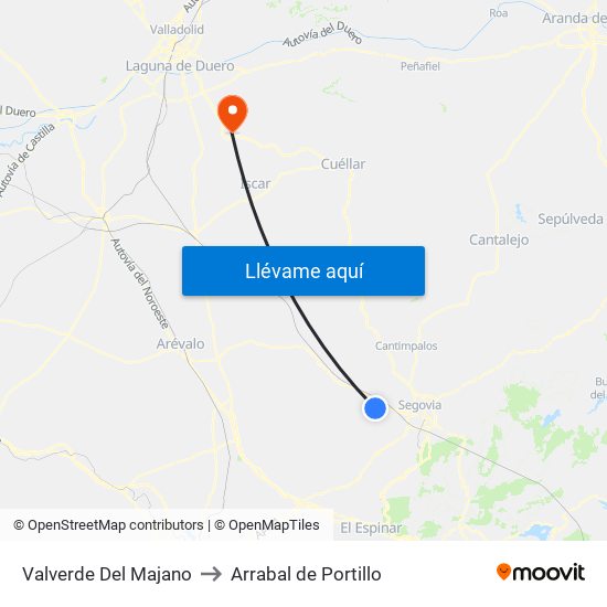 Valverde Del Majano to Arrabal de Portillo map