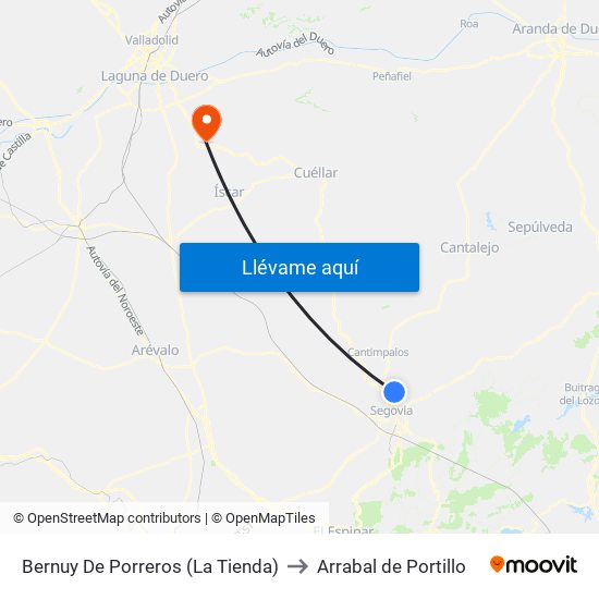 Bernuy De Porreros (La Tienda) to Arrabal de Portillo map