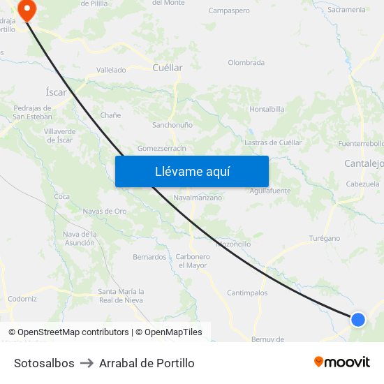 Sotosalbos to Arrabal de Portillo map