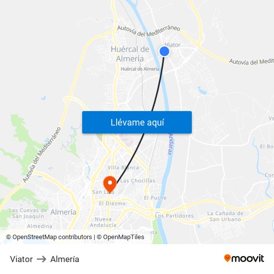 Viator to Almería map