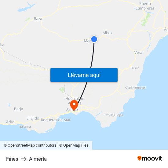 Fines to Almería map