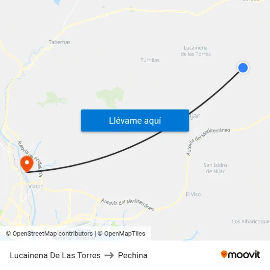 Lucainena De Las Torres to Pechina map