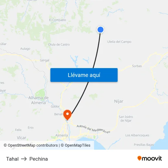 Tahal to Pechina map