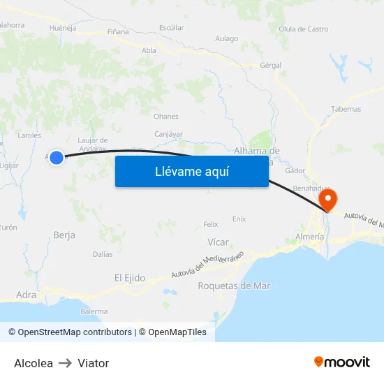 Alcolea to Viator map