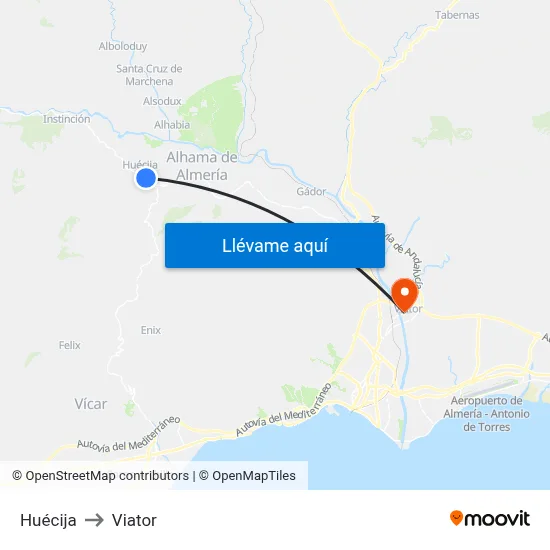 Huécija to Viator map