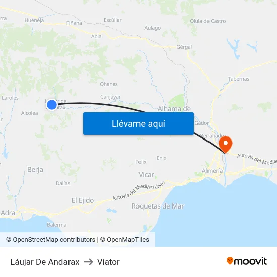 Láujar De Andarax to Viator map