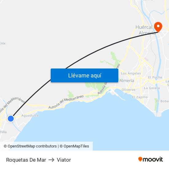 Roquetas De Mar to Viator map