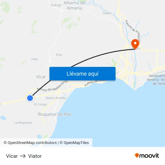 Vícar to Viator map