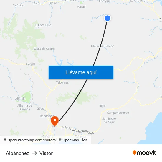 Albánchez to Viator map