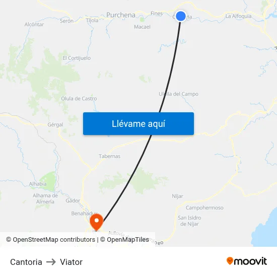 Cantoria to Viator map