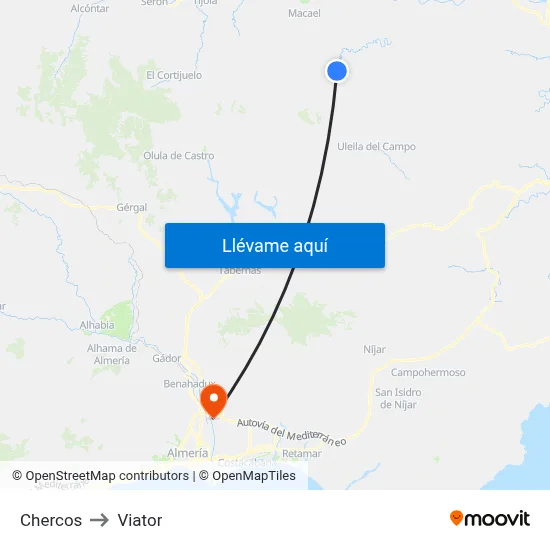 Chercos to Viator map