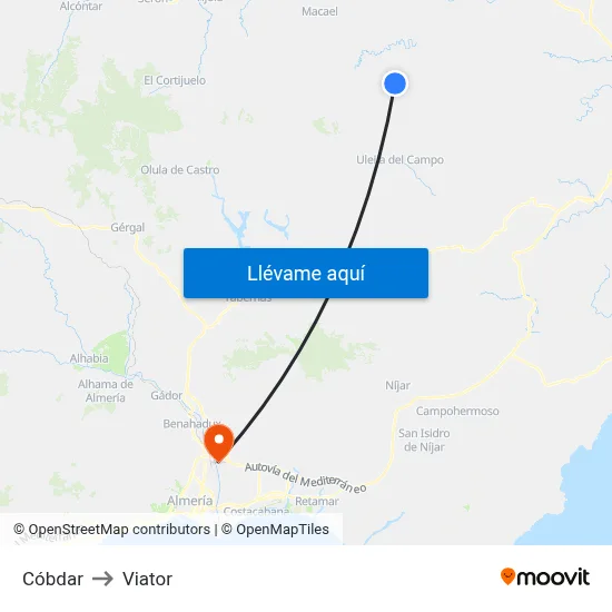 Cóbdar to Viator map