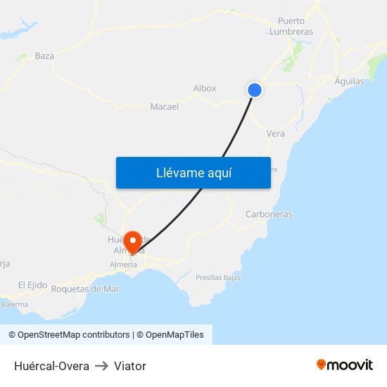 Huércal-Overa to Viator map