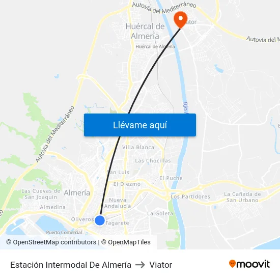 Estación Intermodal De Almería to Viator map