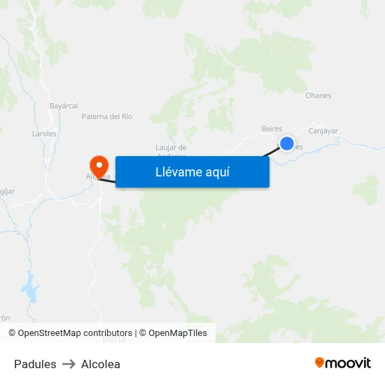 Padules to Alcolea map