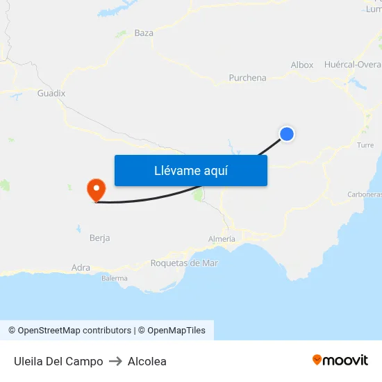 Uleila Del Campo to Alcolea map
