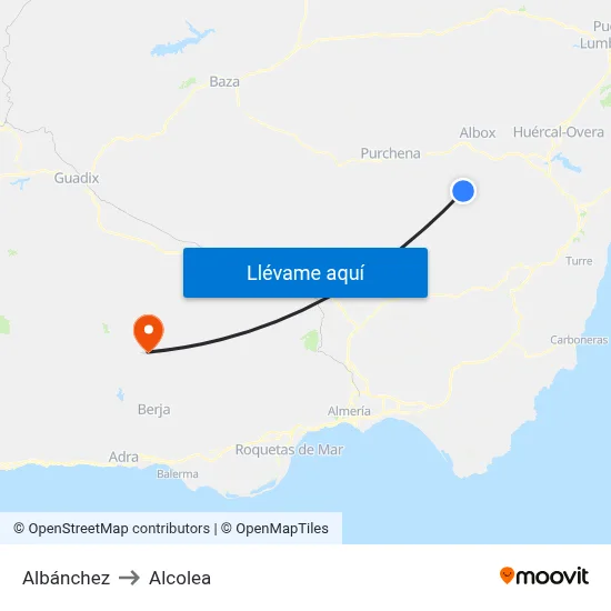 Albánchez to Alcolea map