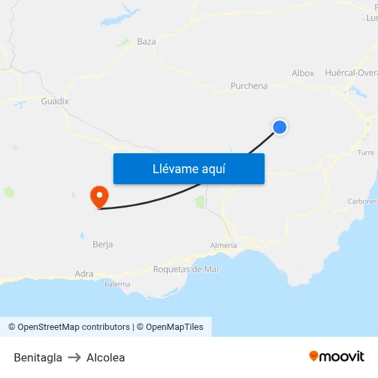 Benitagla to Alcolea map