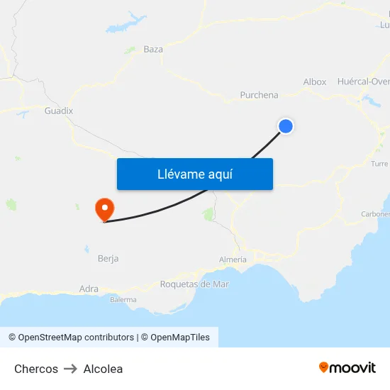 Chercos to Alcolea map