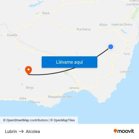 Lubrín to Alcolea map