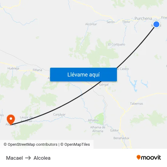 Macael to Alcolea map