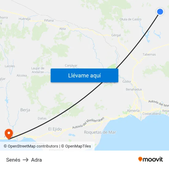 Senés to Adra map