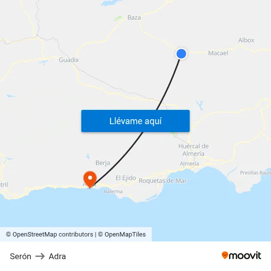 Serón to Adra map
