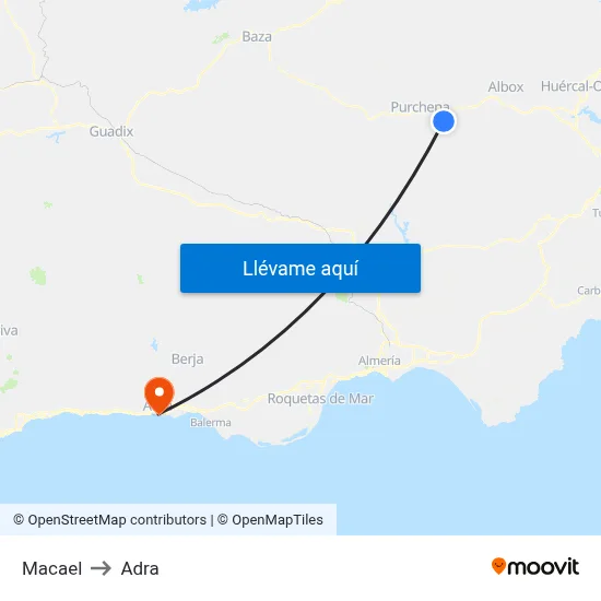 Macael to Adra map