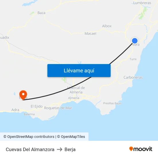 Cuevas Del Almanzora to Berja map