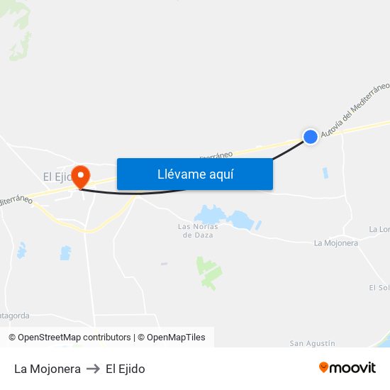 La Mojonera to El Ejido map