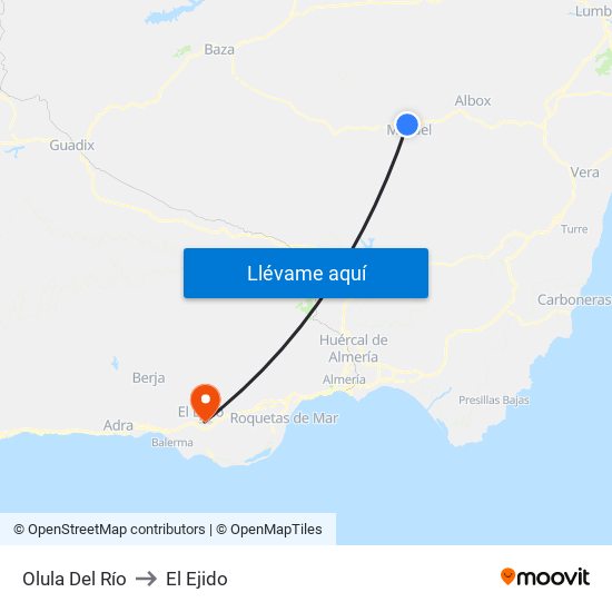Olula Del Río to El Ejido map
