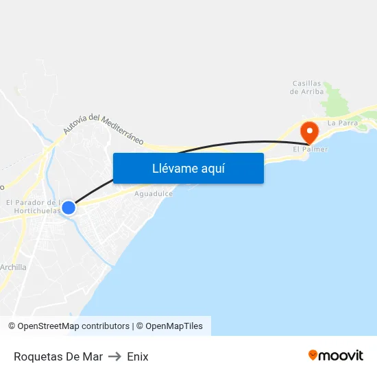 Roquetas De Mar to Enix map