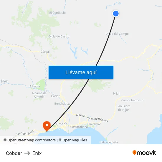 Cóbdar to Enix map