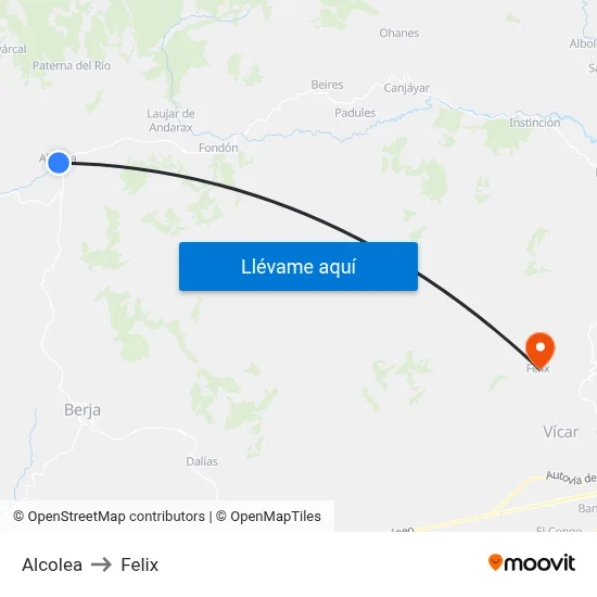 Alcolea to Felix map