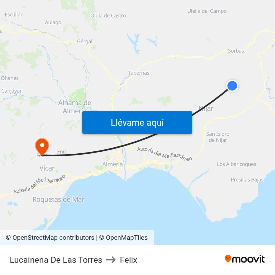 Lucainena De Las Torres to Felix map