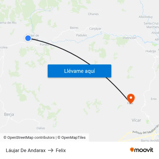 Láujar De Andarax to Felix map