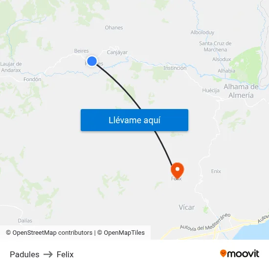 Padules to Felix map