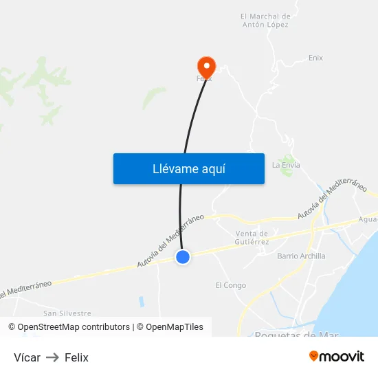 Vícar to Felix map