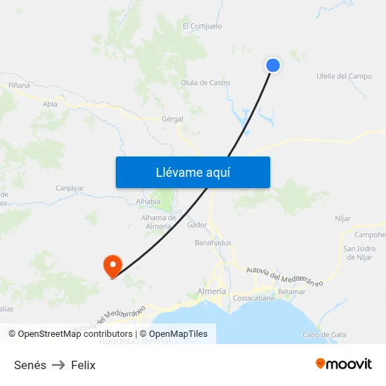 Senés to Felix map