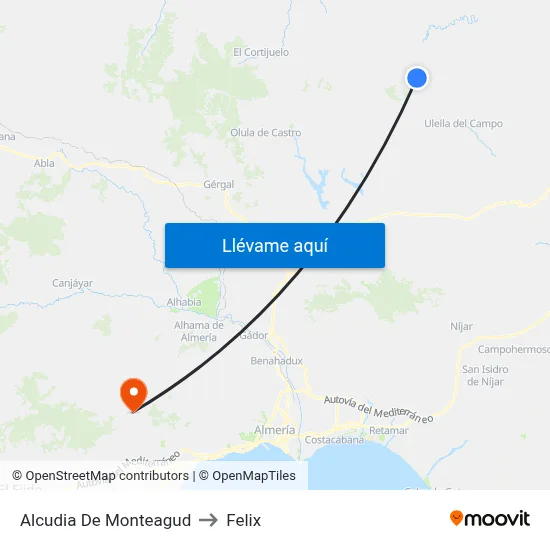 Alcudia De Monteagud to Felix map