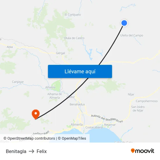 Benitagla to Felix map
